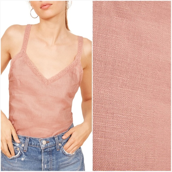Reformation Tops - NWT Reformation Emmie Pink Linen Camisole